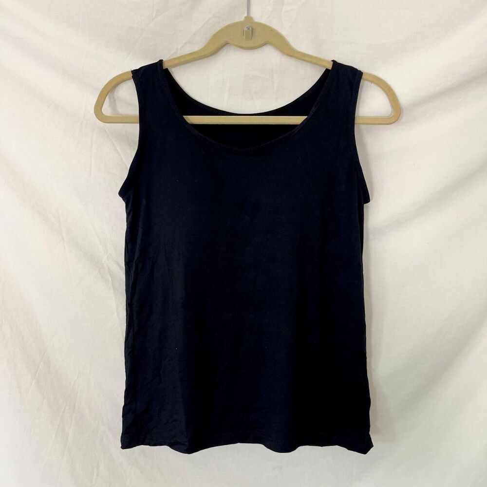 Black Ribbed Build in Bra Padded Tank Top Size XL